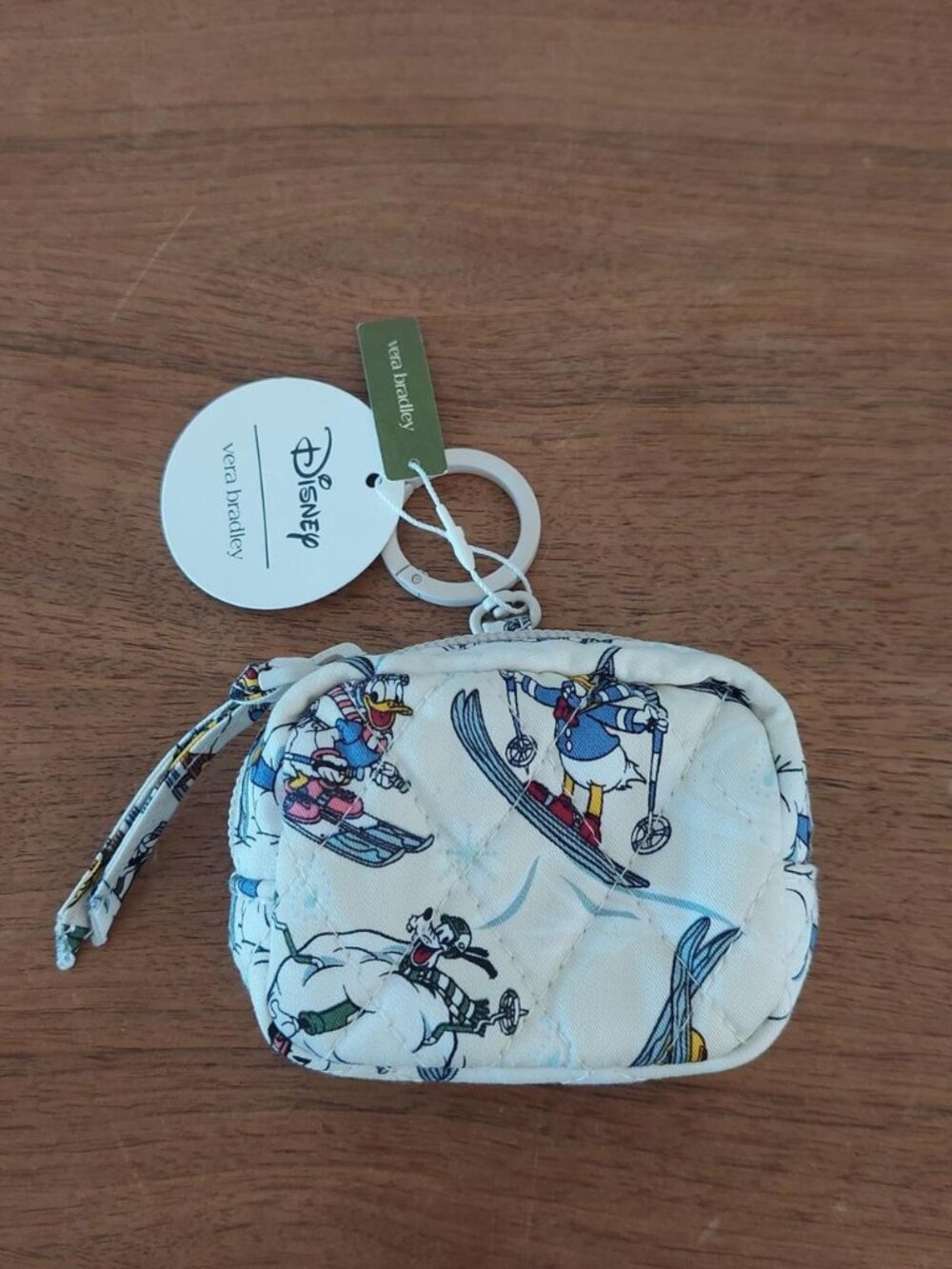 Vera Bradley Disney Downhill Skiing Mickey Mouse Friends Zip Bag Charm Coin Pouc